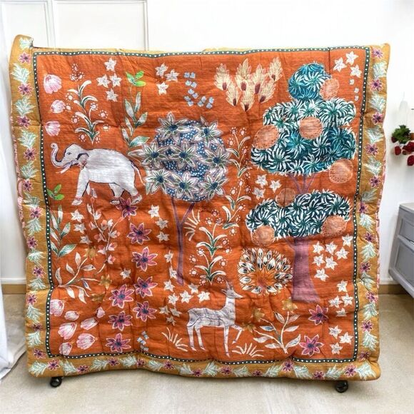 NWT New Two (2) Anthropologie Averill Organic Cotton Printed Euro Pillow Shams - Picture 2 of 10